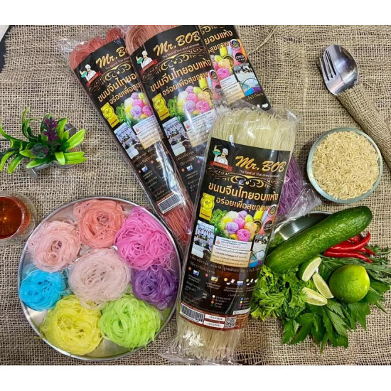 Mr.BOB Khanom Jeen (Thai Vermicell) Mixed Colors 100g